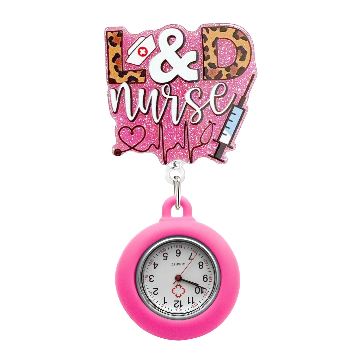Acrylic L&D Nurse Life Badge Reel with Fob Watch