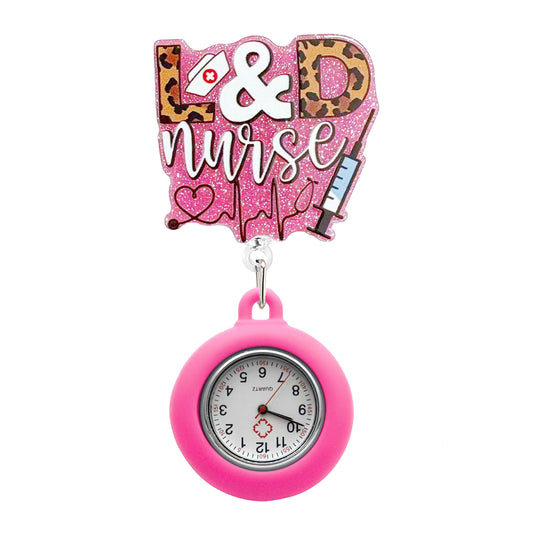 Acrylic L&D Nurse Life Badge Reel with Fob Watch