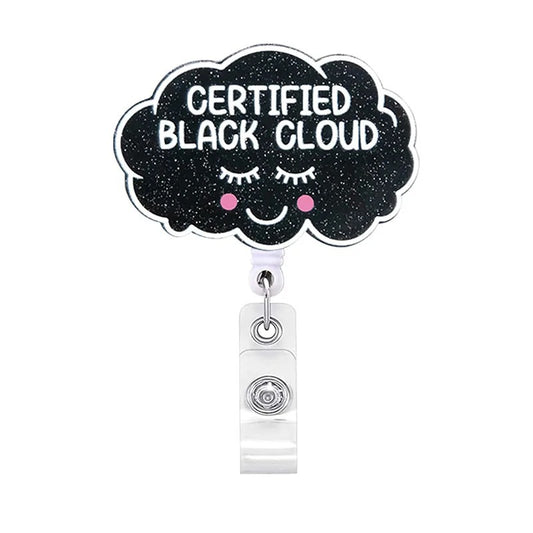 Acrylic Certified Black Cloud Badge Reel