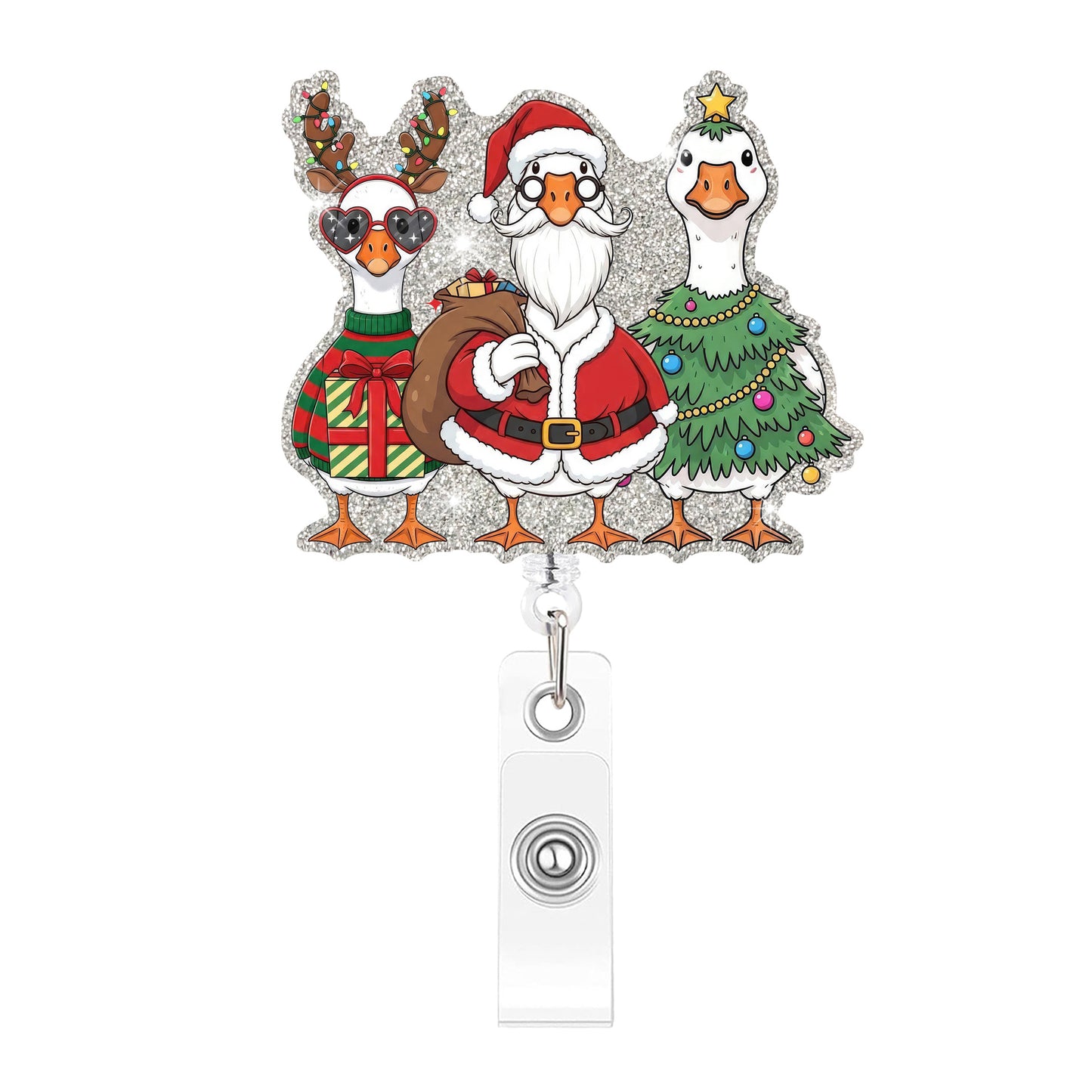 Three Gifts For Christmas Goose Acrylic Badge Reel