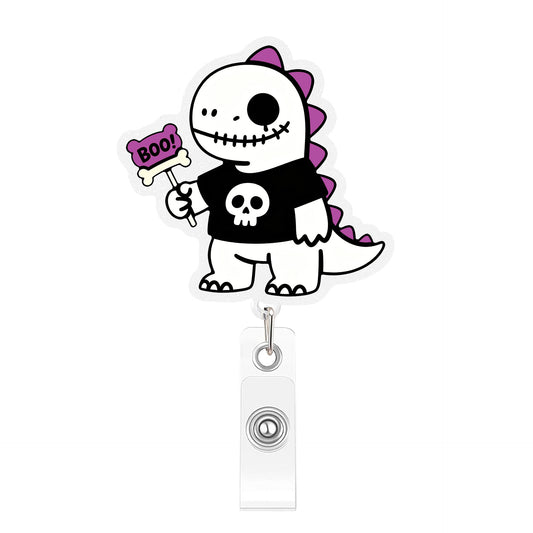 BOO Skeleton Dragon Acrylic Badge Reel