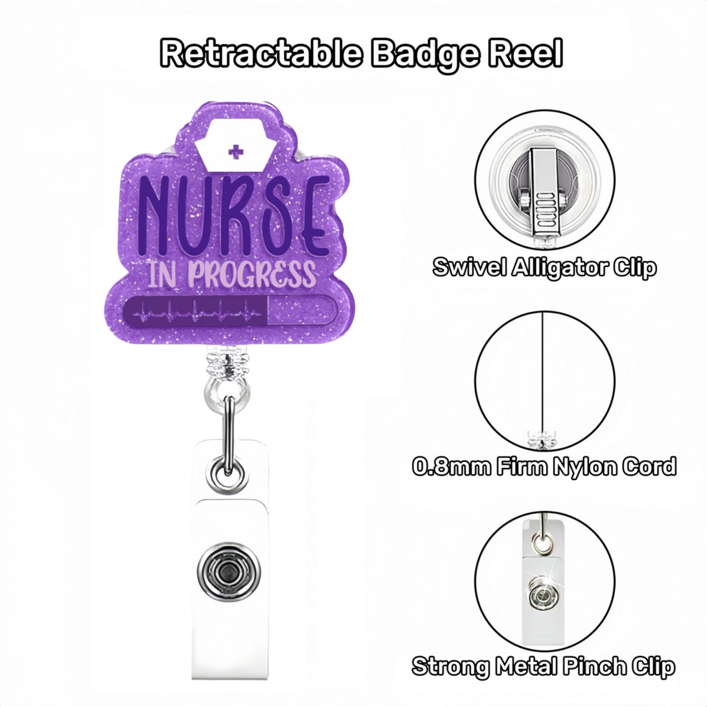 Acrylic Purple Word Nurse Badge Reel
