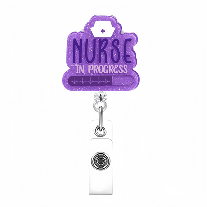 Acrylic Purple Word Nurse Badge Reel