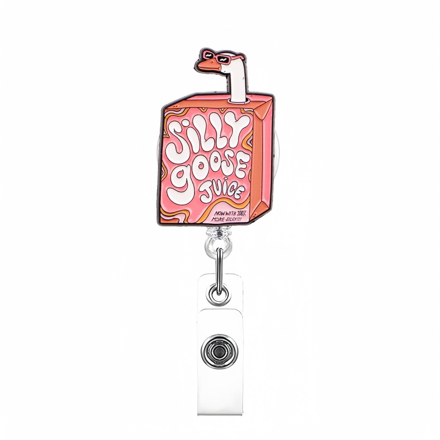 Acrylic Pink Silly Goose Juice Badge Reel