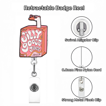 Acrylic Pink Silly Goose Juice Badge Reel
