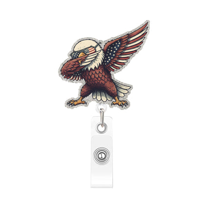 Acrylic Eagle With Flag Glasses Badge Reel