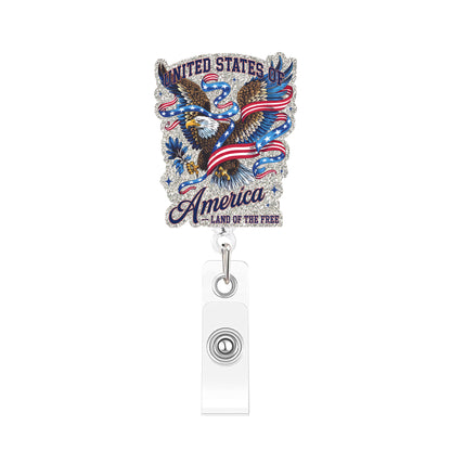 Acrylic Eagle With Falg Ribbons Badge Reel