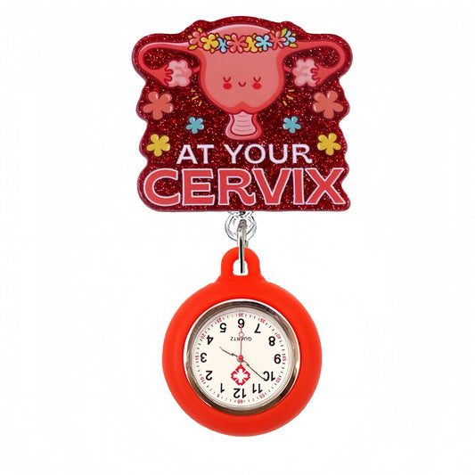 Acrylic At Your Cervix Badge Reel with Fob Watch
