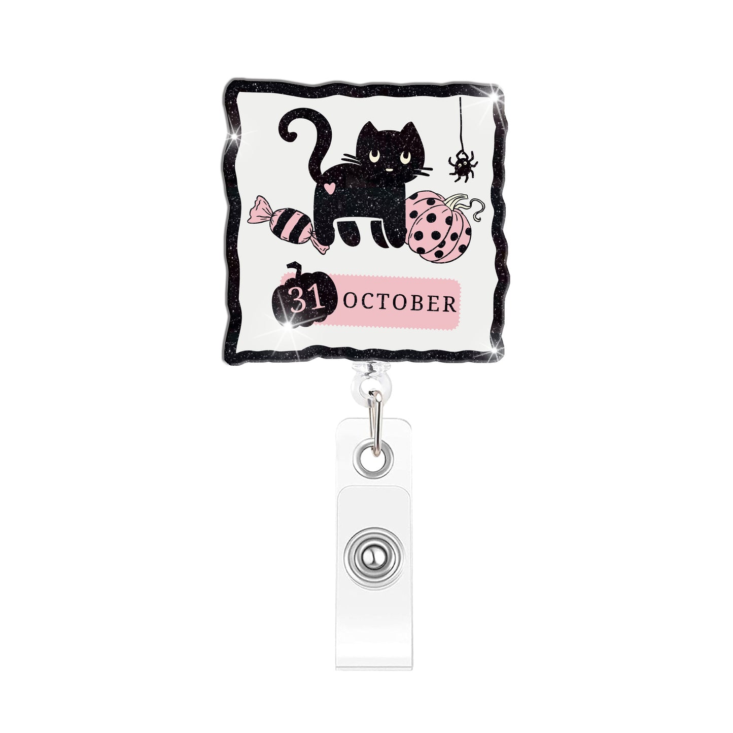 Fang Hei Cat Pumpkin Acrylic Badge Reel