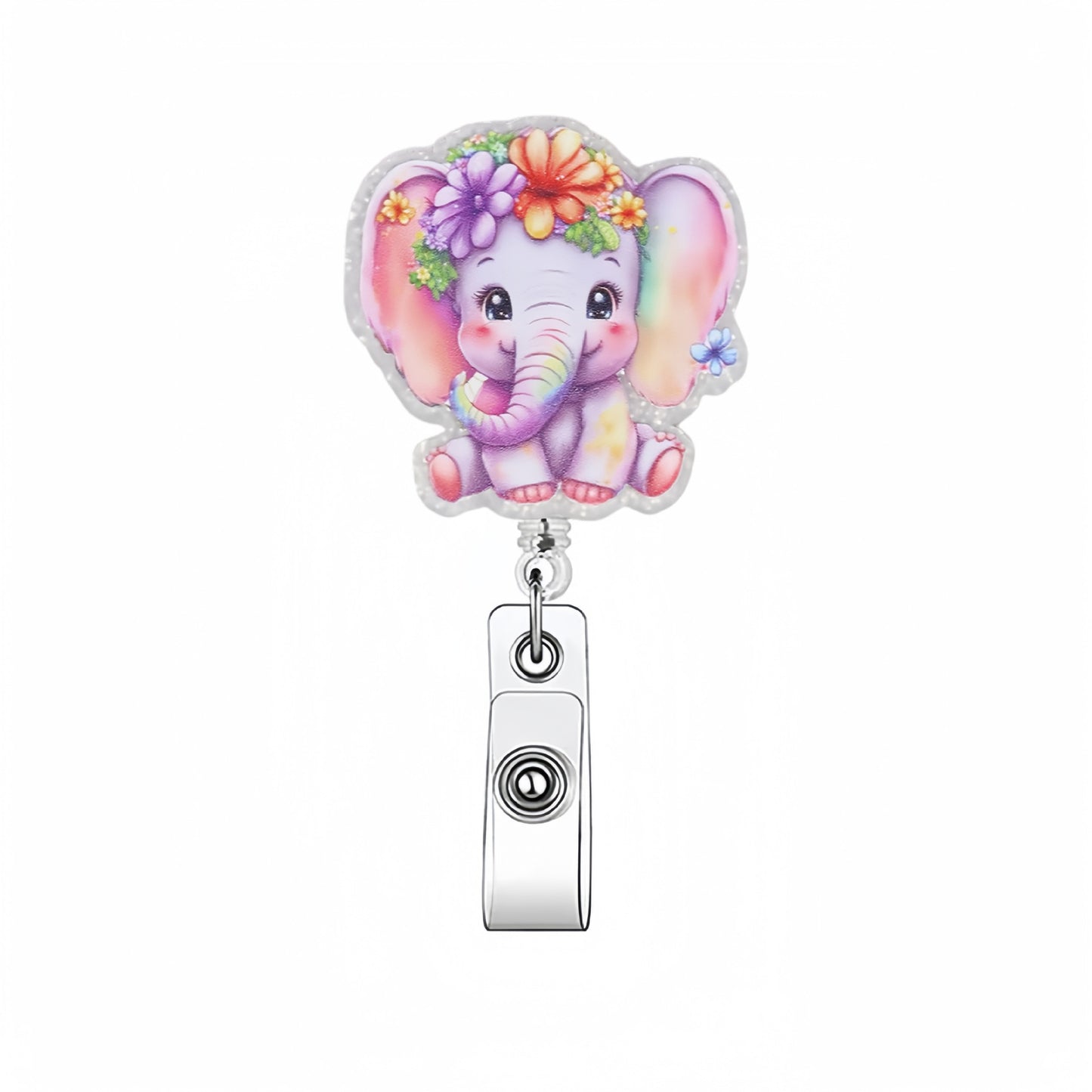 Acrylic Color Elephant Badge Reel