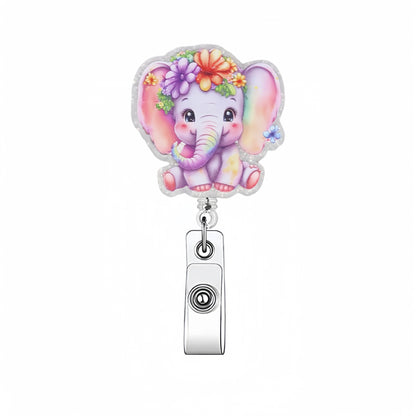 Acrylic Color Elephant Badge Reel