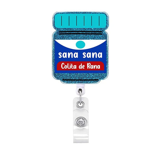 Acrylic Blue Medicine Bottle Retractable Badge Reel