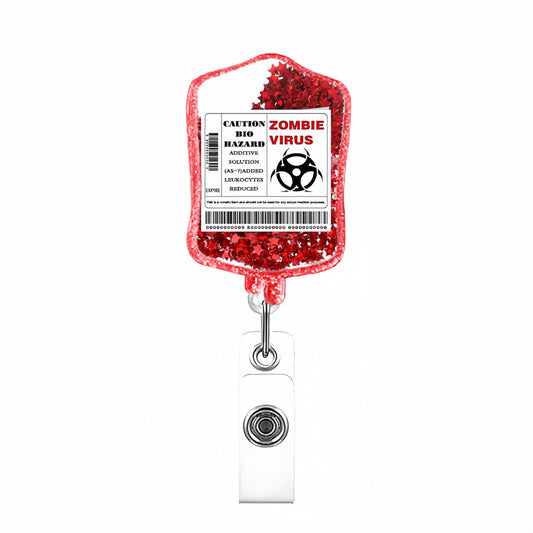 Red Virus Quicksand Acrylic Badge Reel