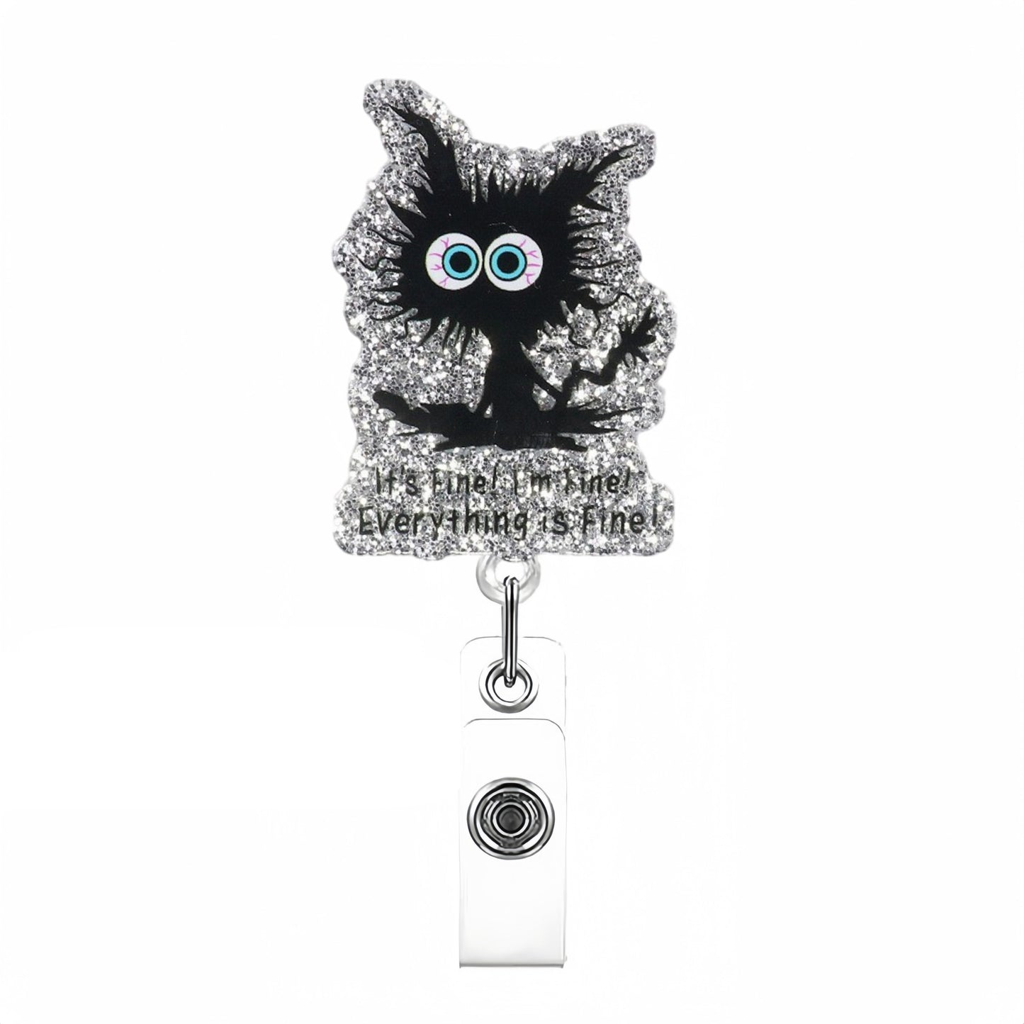 Acrylic It's Fine Black Mess Badge Reel