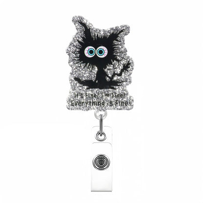 Acrylic It's Fine Black Mess Badge Reel