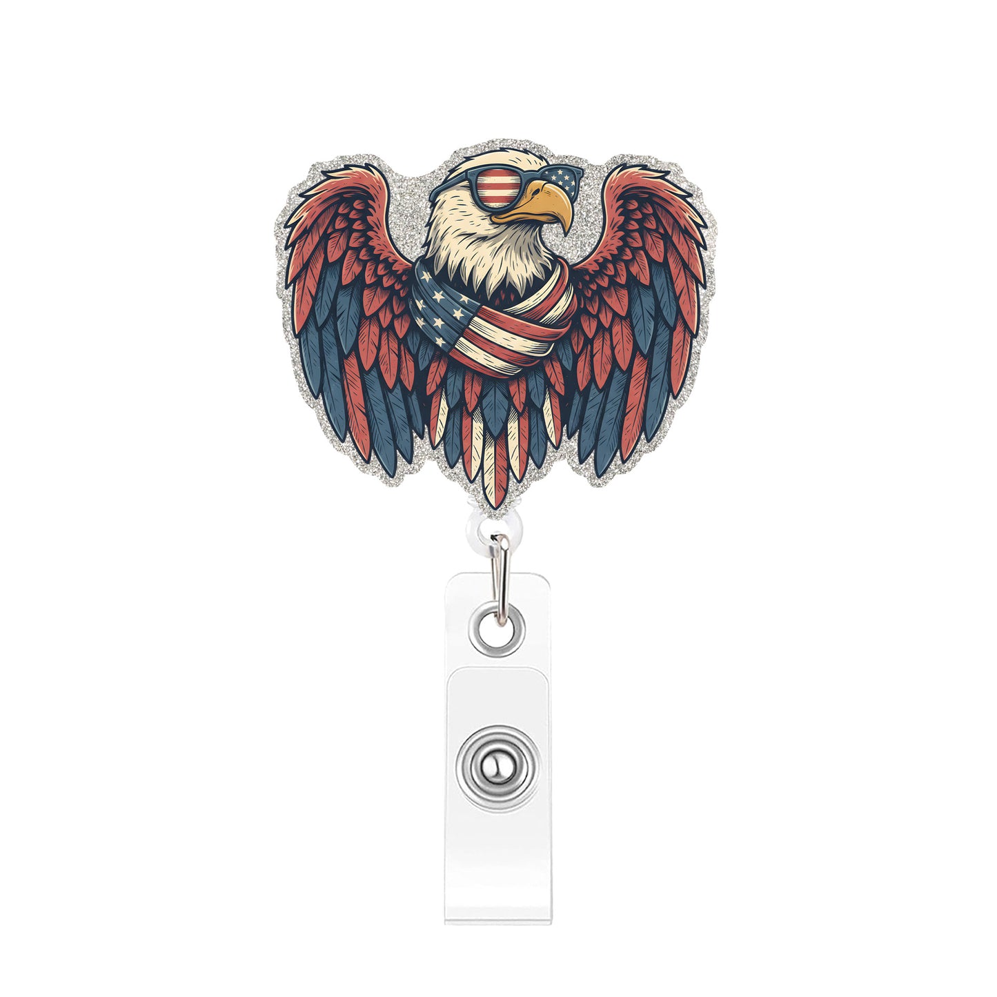 Acrylic Eagle With Flag Scarf Badge Reel