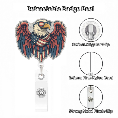 Acrylic Eagle With Flag Scarf Badge Reel