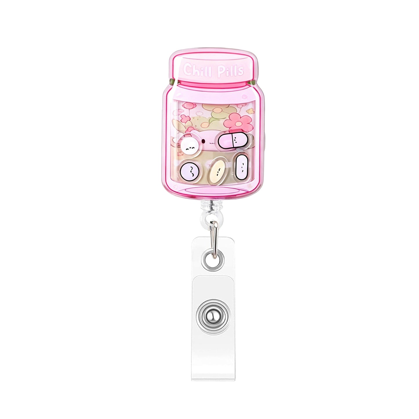 Pink Chill Pills Rocking Fun Acrylic Badge Reel