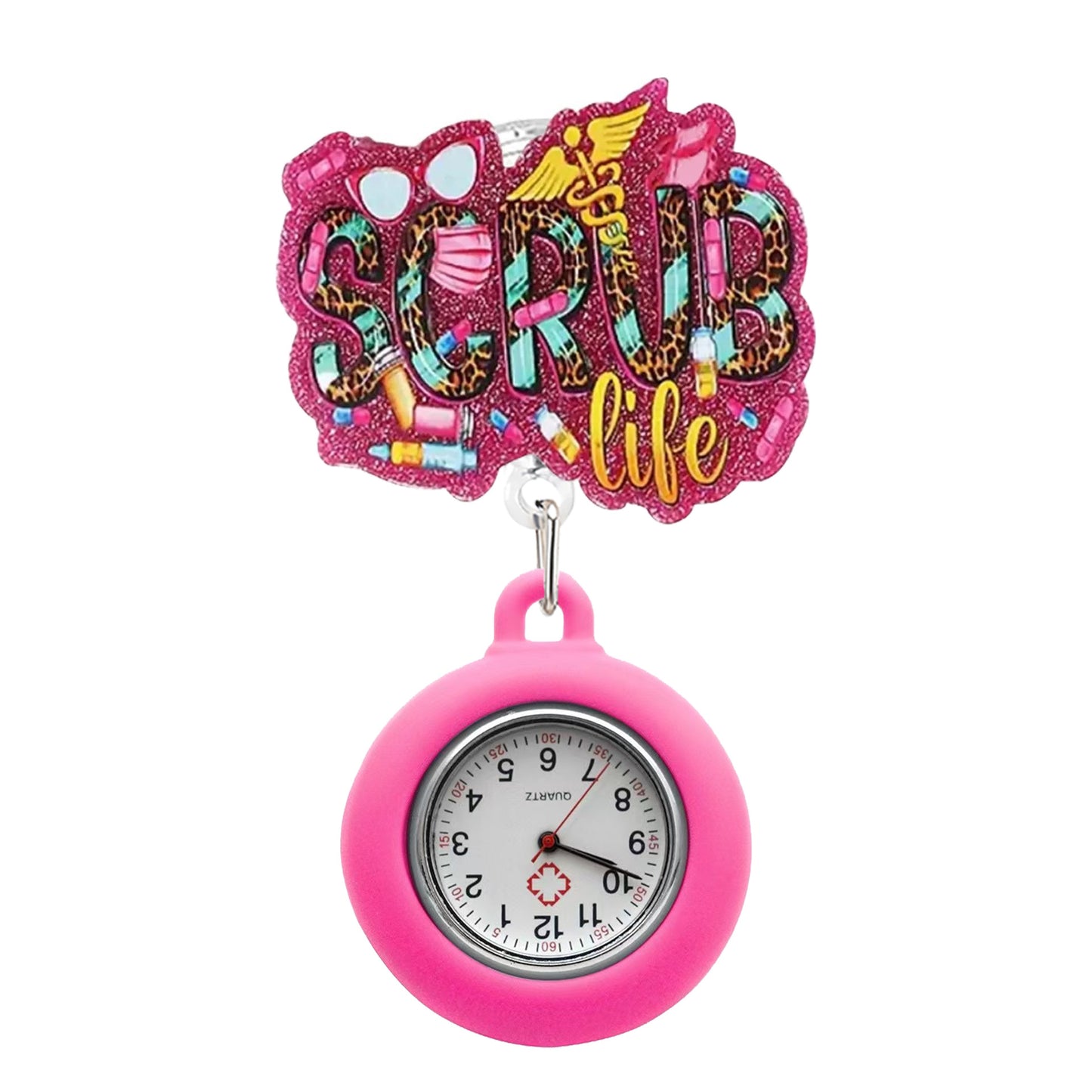 Leopard Badge Reel with Fob Watch