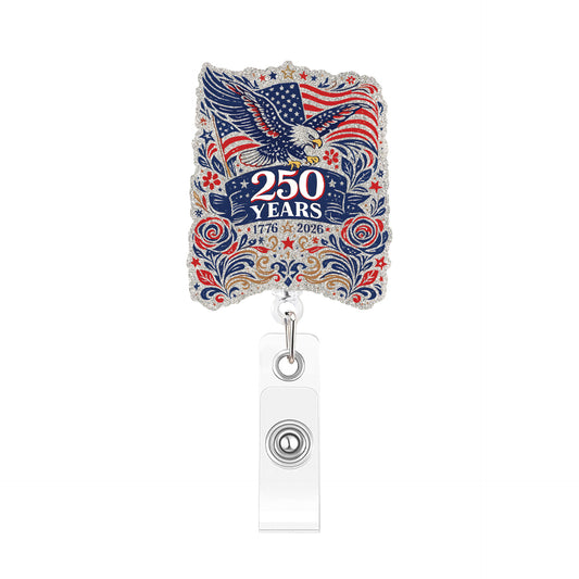 Acrylic Independence Day Eagle and Roses Badge Reel