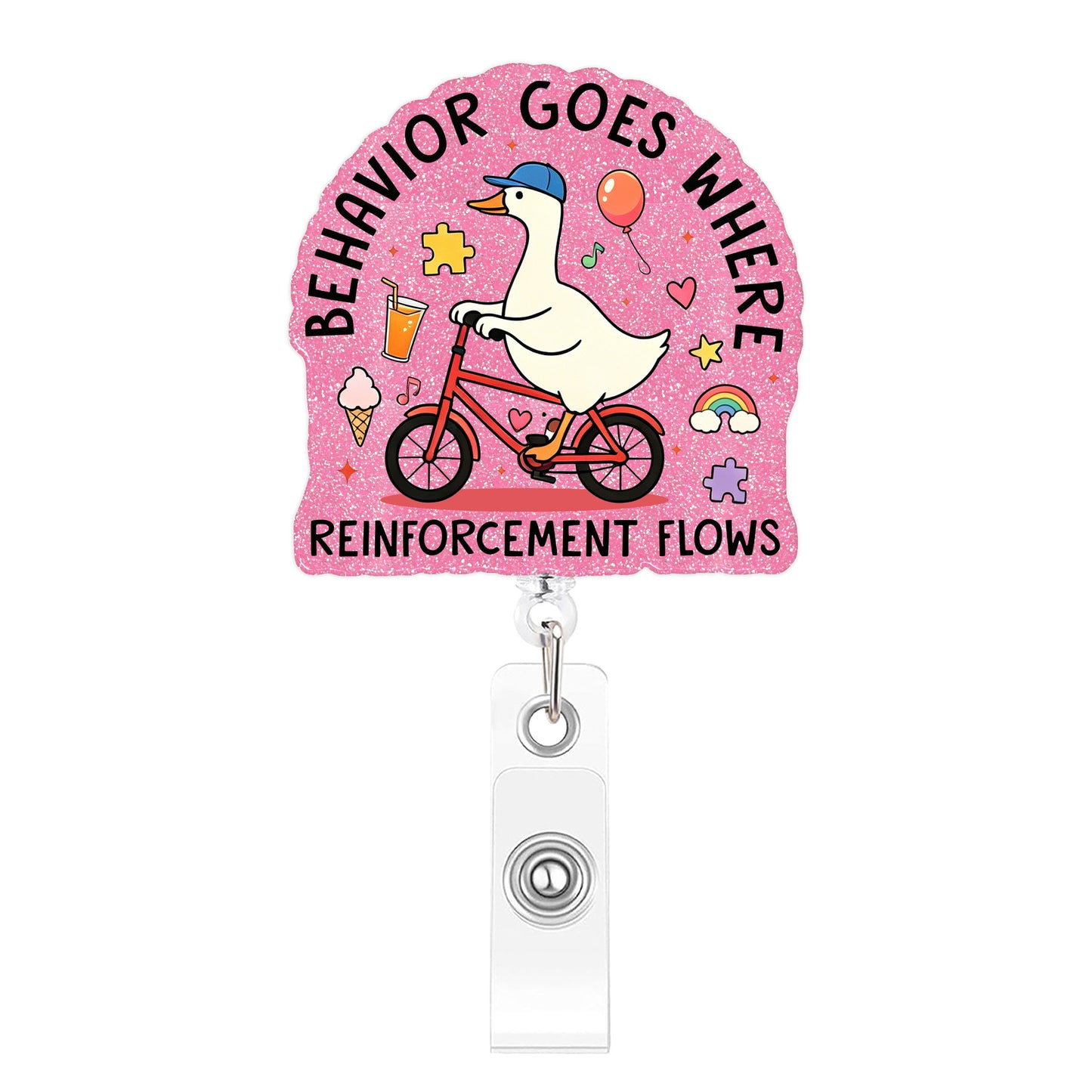 Pink Cycling Goose Acrylic Badge Reel