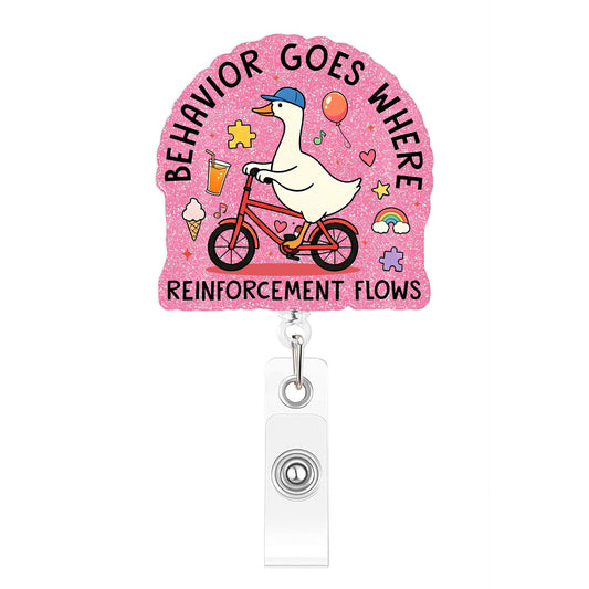 Pink Cycling Goose Acrylic Badge Reel
