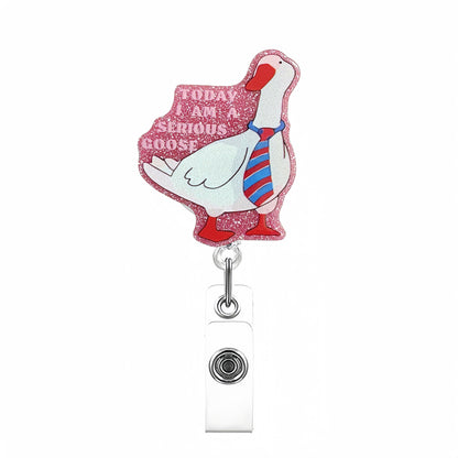 Acrylic Striped Tie Goose Badge Reel