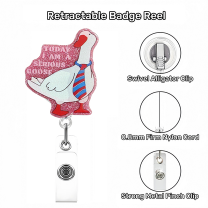 Acrylic Striped Tie Goose Badge Reel
