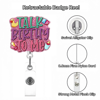 Acrylic Talk Birthy To Me Badge Reel