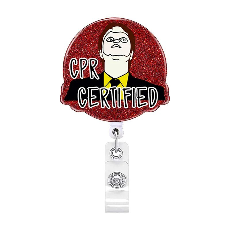 Acrylic CPR Certified Glitter Badge Reel