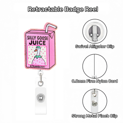 Acrylic Silly Goose Juice Badge Reel