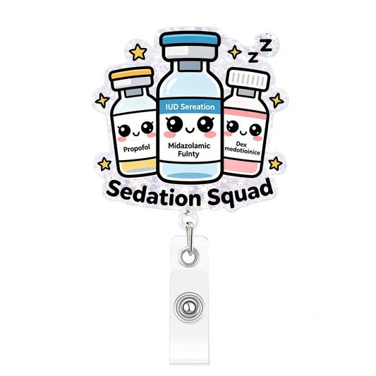 Sedation Squad Acrylic Badge Reel