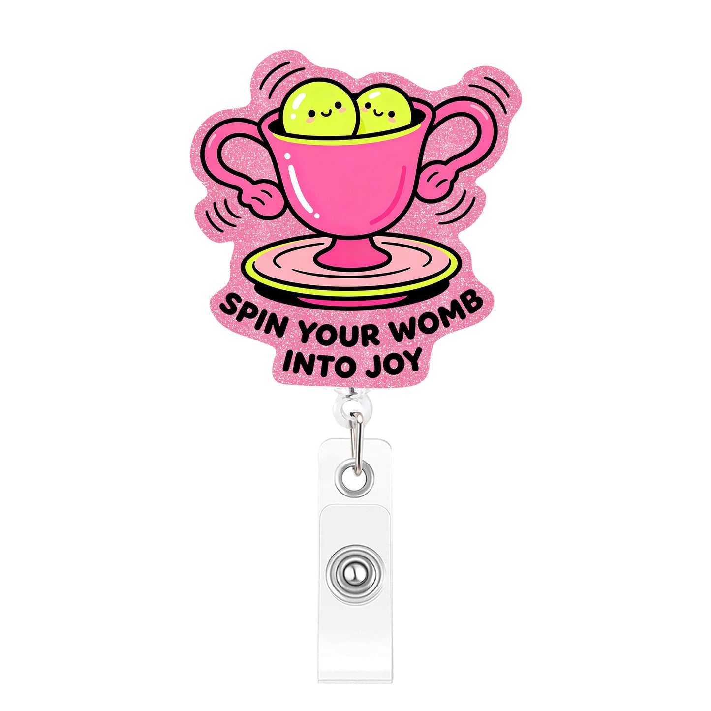 Double Egg Tea Cup Acrylic Badge Reel
