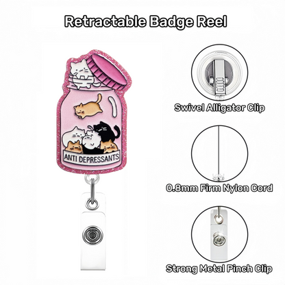 Acrylic Anti Deprassants Badge Reel
