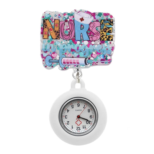 Acrylic Nurse Badge Reel with White Fob Watch