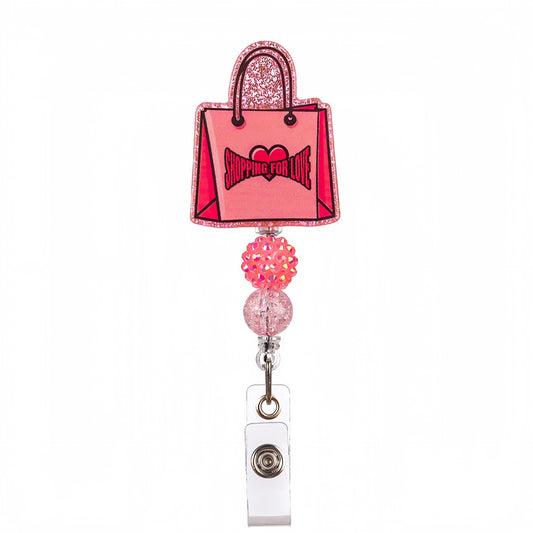Acrylic Shopping Bag Beaded Retractable Badge Reel