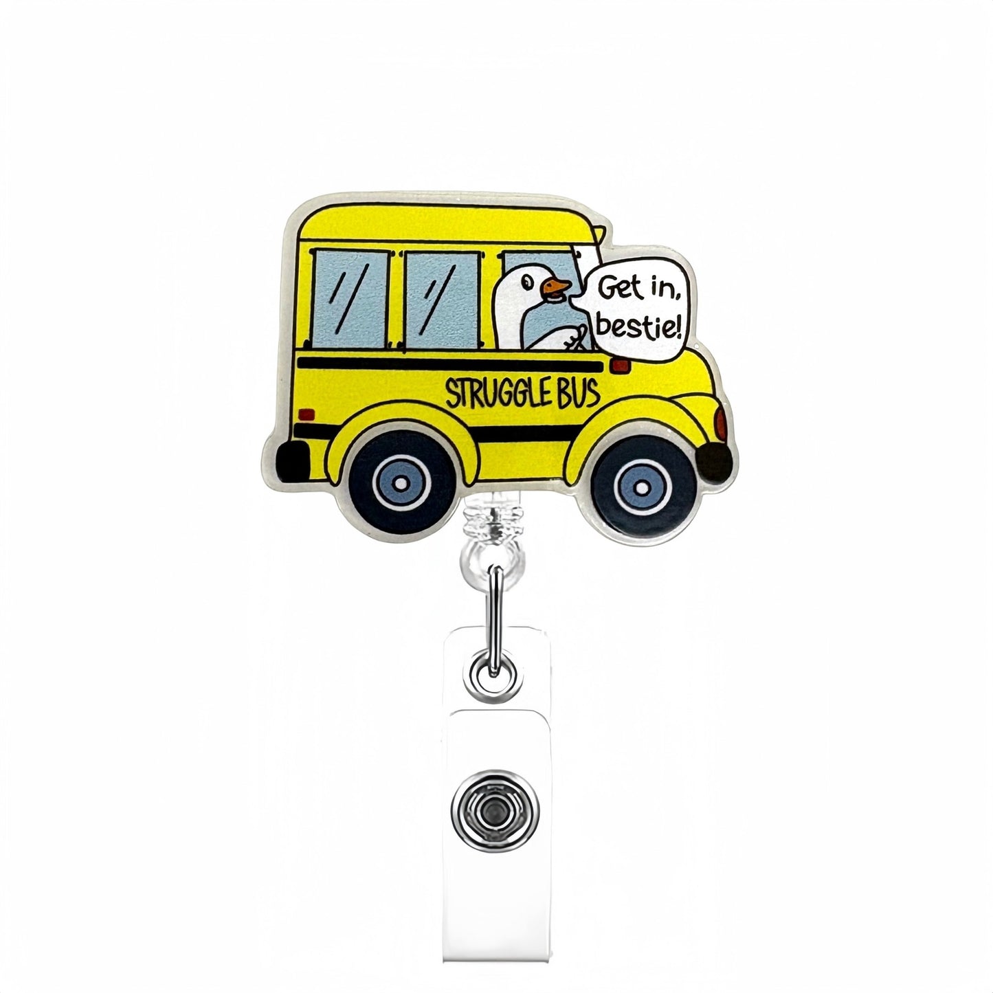 Acrylic Struggle Bus Badge Reel