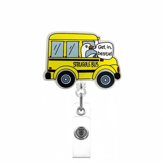 Acrylic Struggle Bus Badge Reel