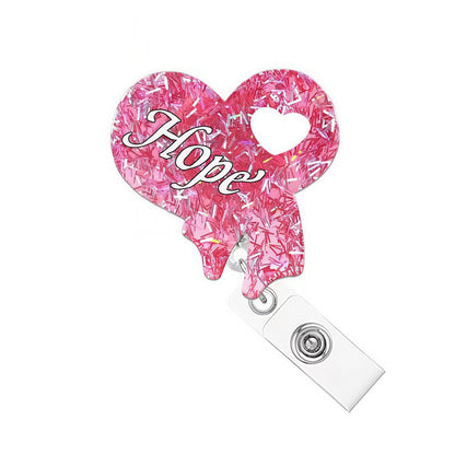 Acrylic Pink Heart with Hope Badge Reel