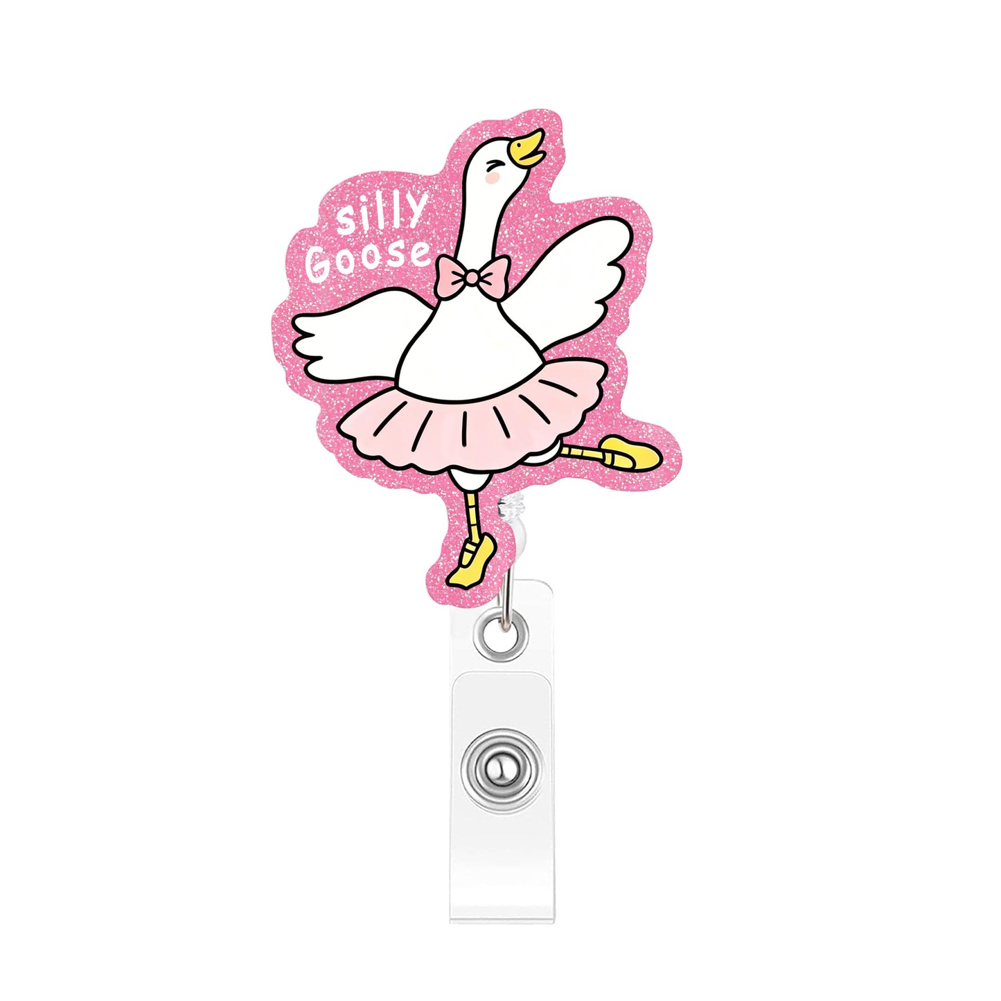 Pink Ballet Goose Acrylic Badge Reel