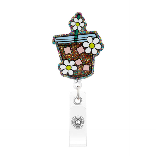 Acrylic Flower Coffee Cup Badge Reel