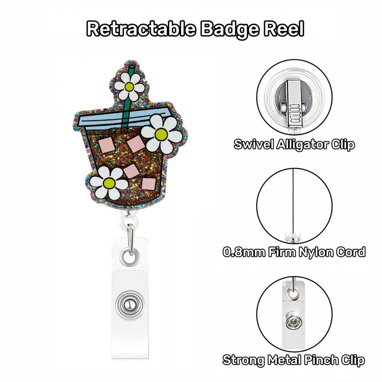 Acrylic Flower Coffee Cup Badge Reel