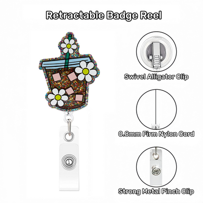 Acrylic Flower Coffee Cup Badge Reel