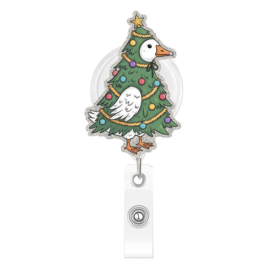 Right Christmas Tree Silly Goose Acrylic Badge Reel