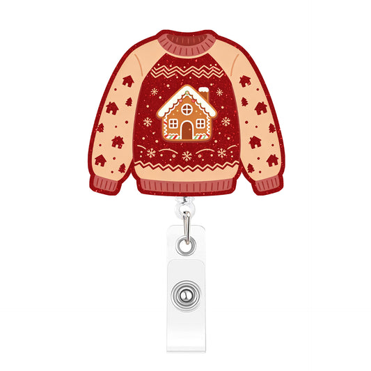 Red And Yellow House Sweater Acrylic Badge Reel