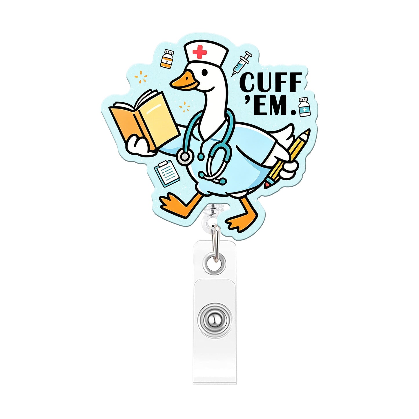 Blue Goose Carrying Notebook Acrylic Badge Reel