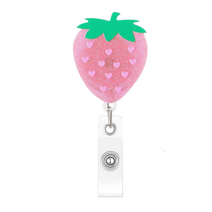 Acrylic Pink Strawberry Badge Reel