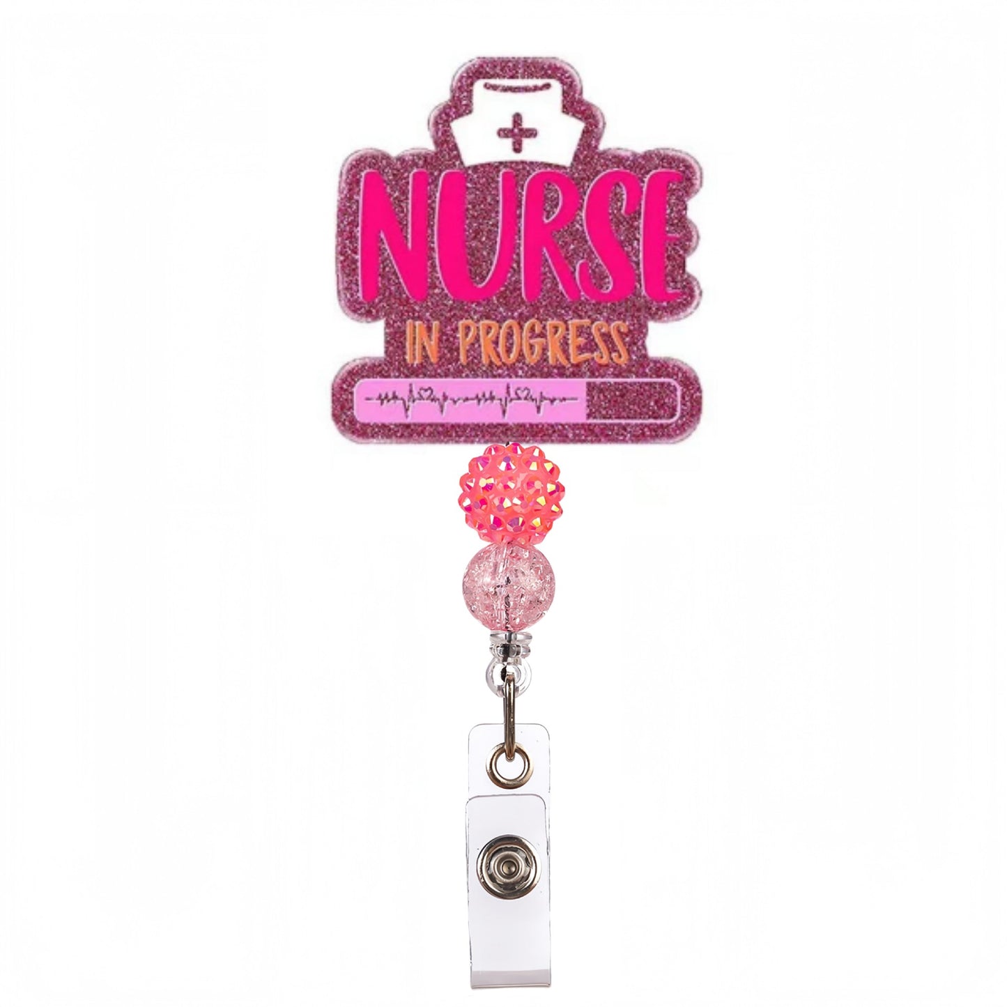 Acrylic Word Nurse Beaded Retractable Badge Reel