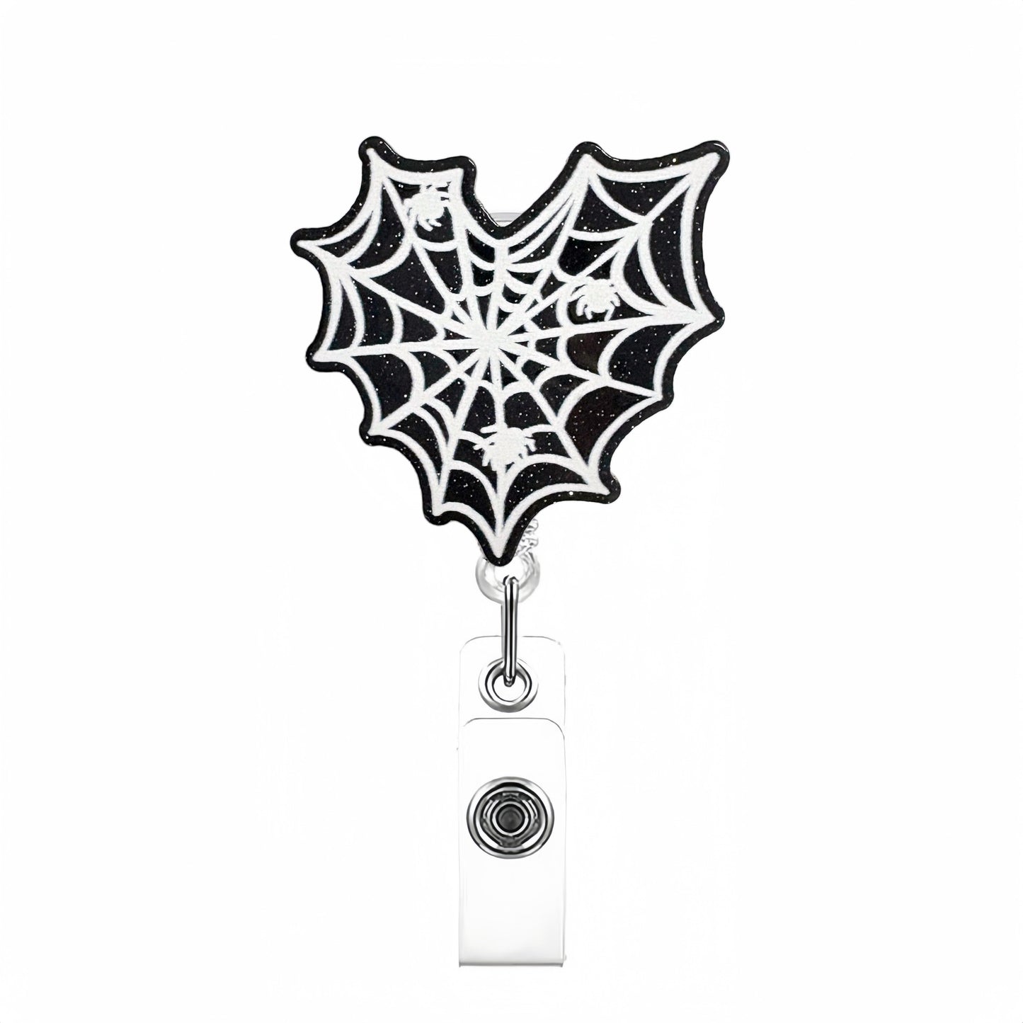 Acrylic Black-Hearted Spider Web Badge Reel
