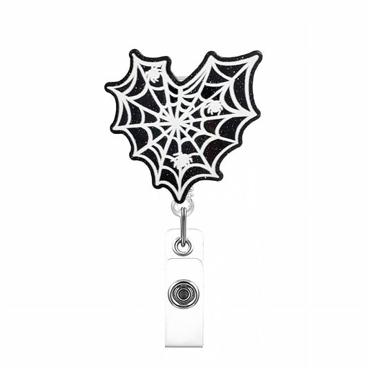 Acrylic Black-Hearted Spider Web Badge Reel